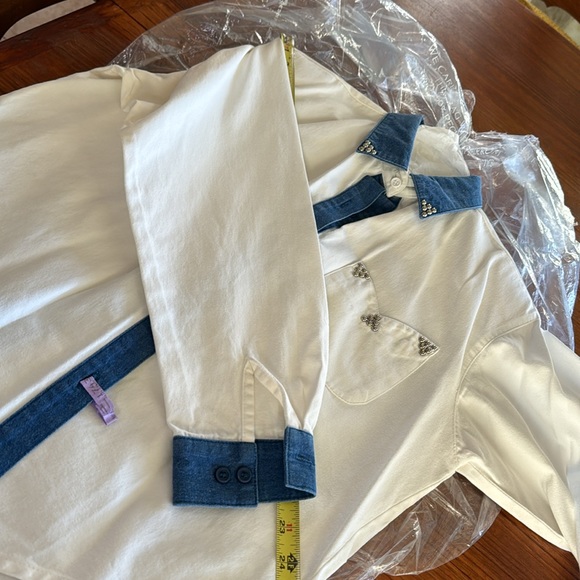 Spencer Creations Tucson AZ Vintage 90s Contrast Medium Denim Button Up - Picture 13 of 15